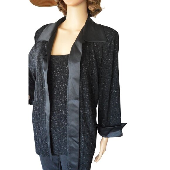 Vintage 90s R&M Collection Women's XL Black Sparkly Cardigan Blouse Combo Evenin - Picture 7 of 9